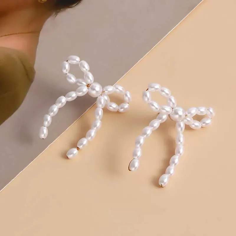Pearl Bowknot Stud Earrings