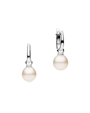 Pearls My Way Pearl Earrings | 10mm Oval Pearls, Diamonds, and White Gold