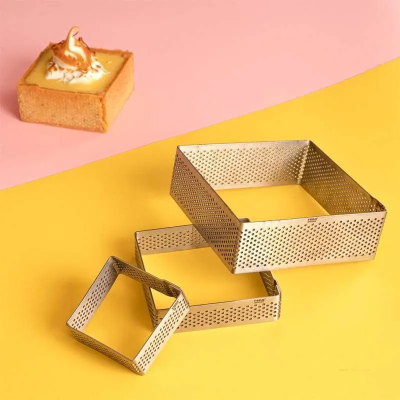 Perforated Square Tart Ring  - Set Of Three