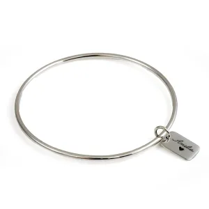 Personalised Solid Silver Tag Charm Bangle