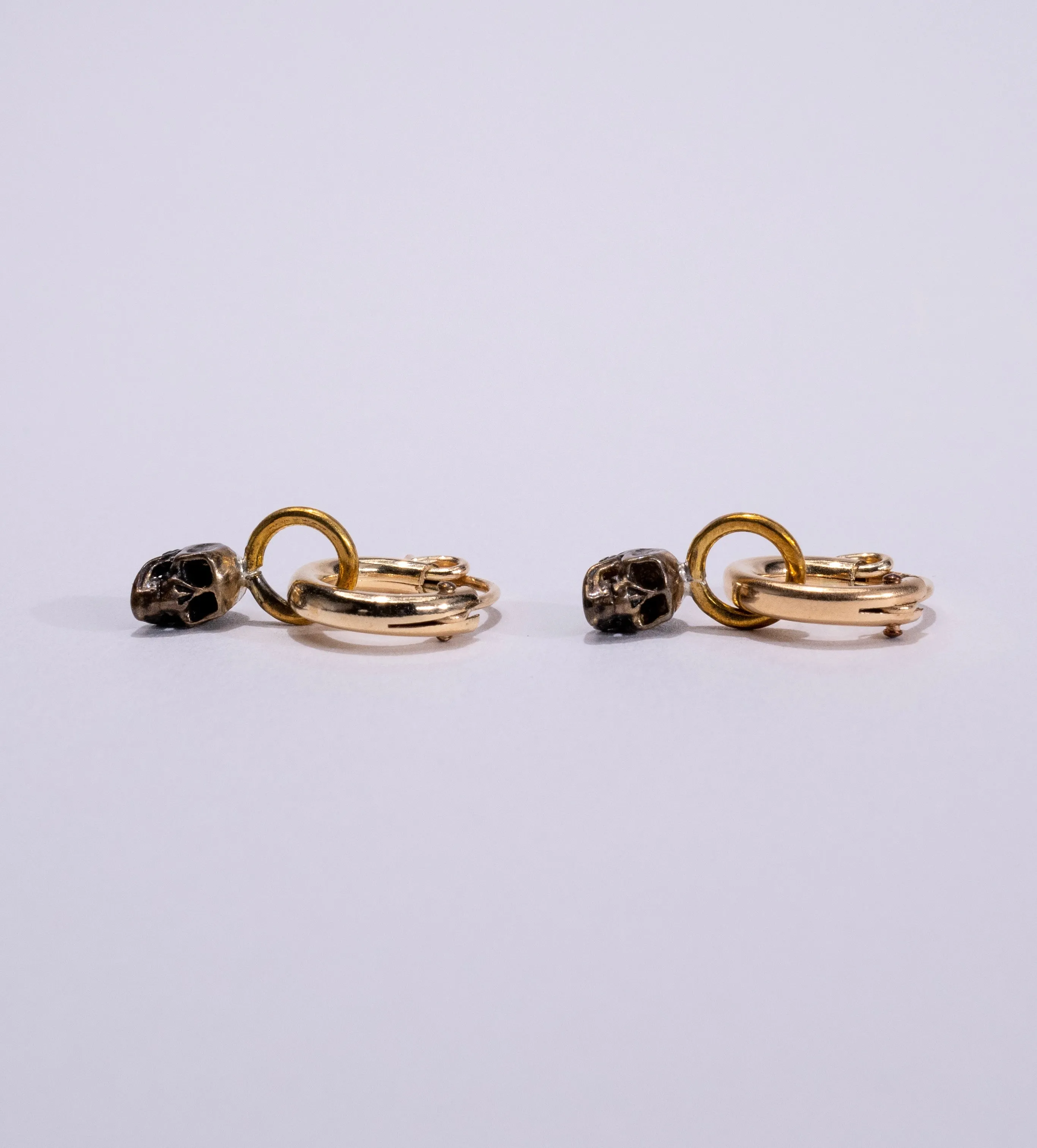 Petite Skull Huggie Hoop Earrings  in Brass / Gold Fill / ready to ship