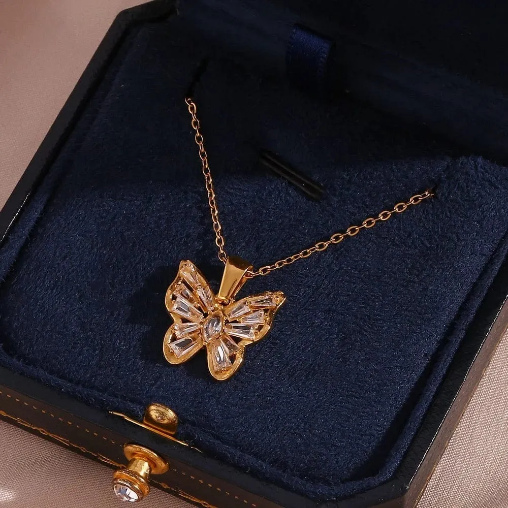 Pink & White Butterfly Necklaces