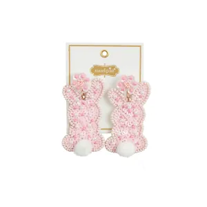 Pink Bunny Beaded Earrings
