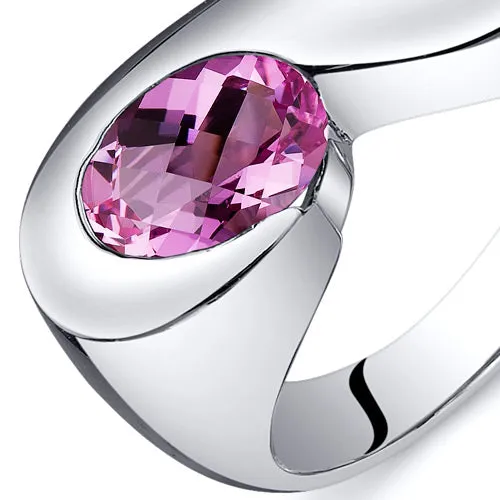 Pink Sapphire Oval Cut Sterling Silver Ring Size 5