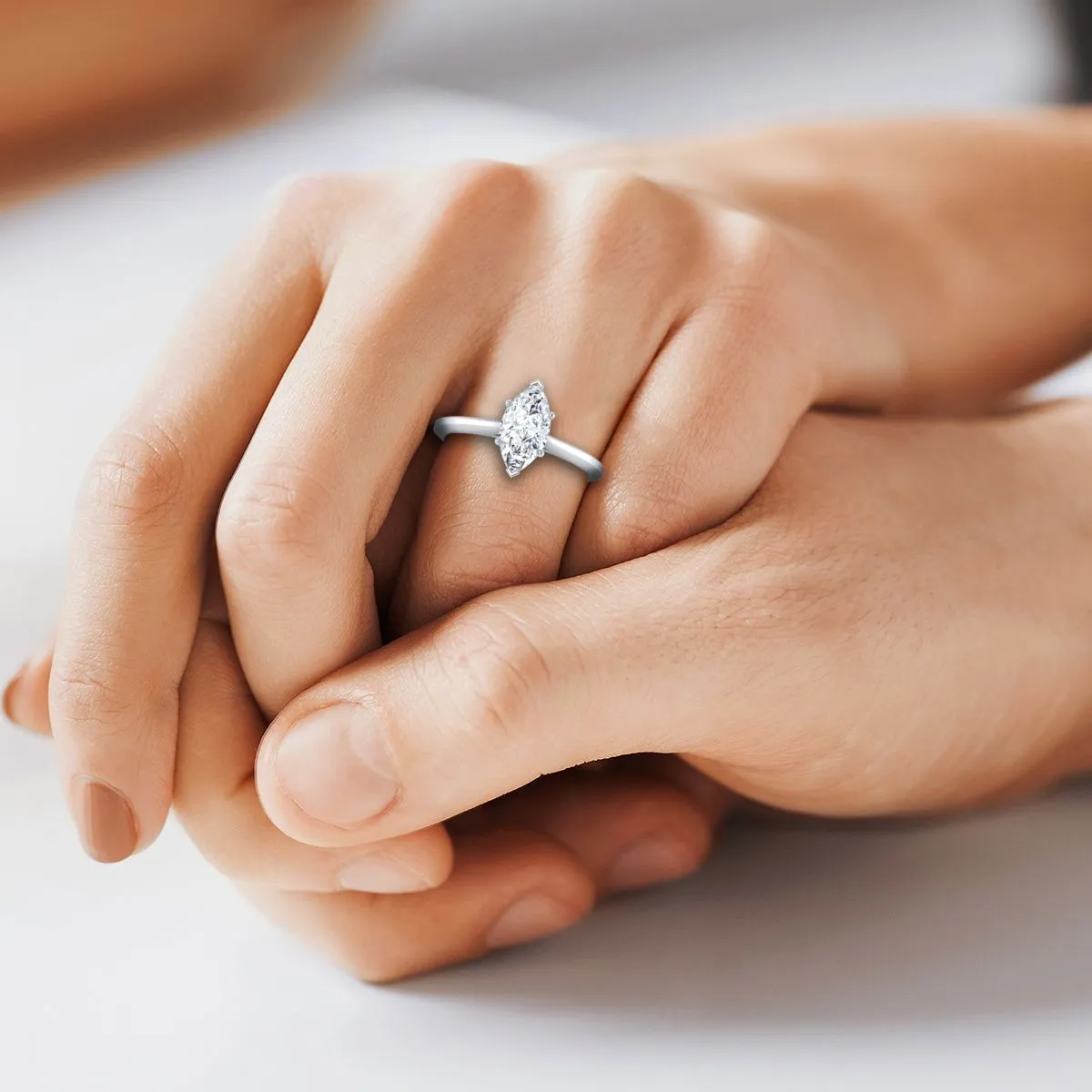 Platinum Marquise   Timeless Solitaire Comfort Fit Engagement Ring