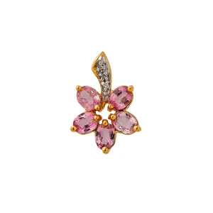 Pre-Owned 18ct Gold Pink Sapphire & Diamond Flower Pendant