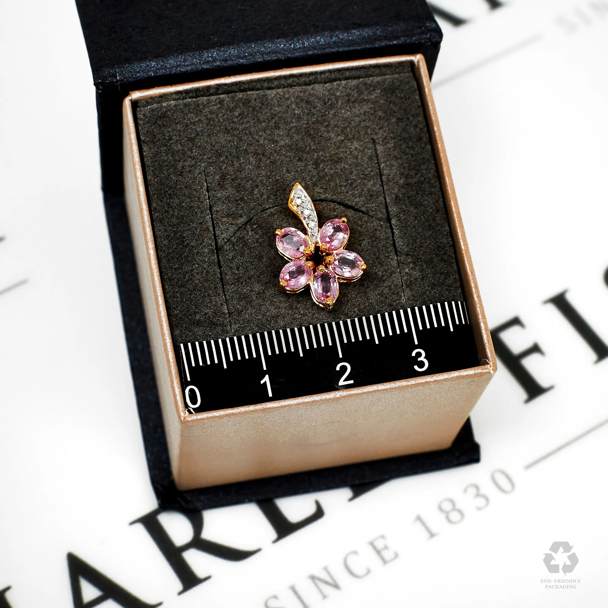 Pre-Owned 18ct Gold Pink Sapphire & Diamond Flower Pendant