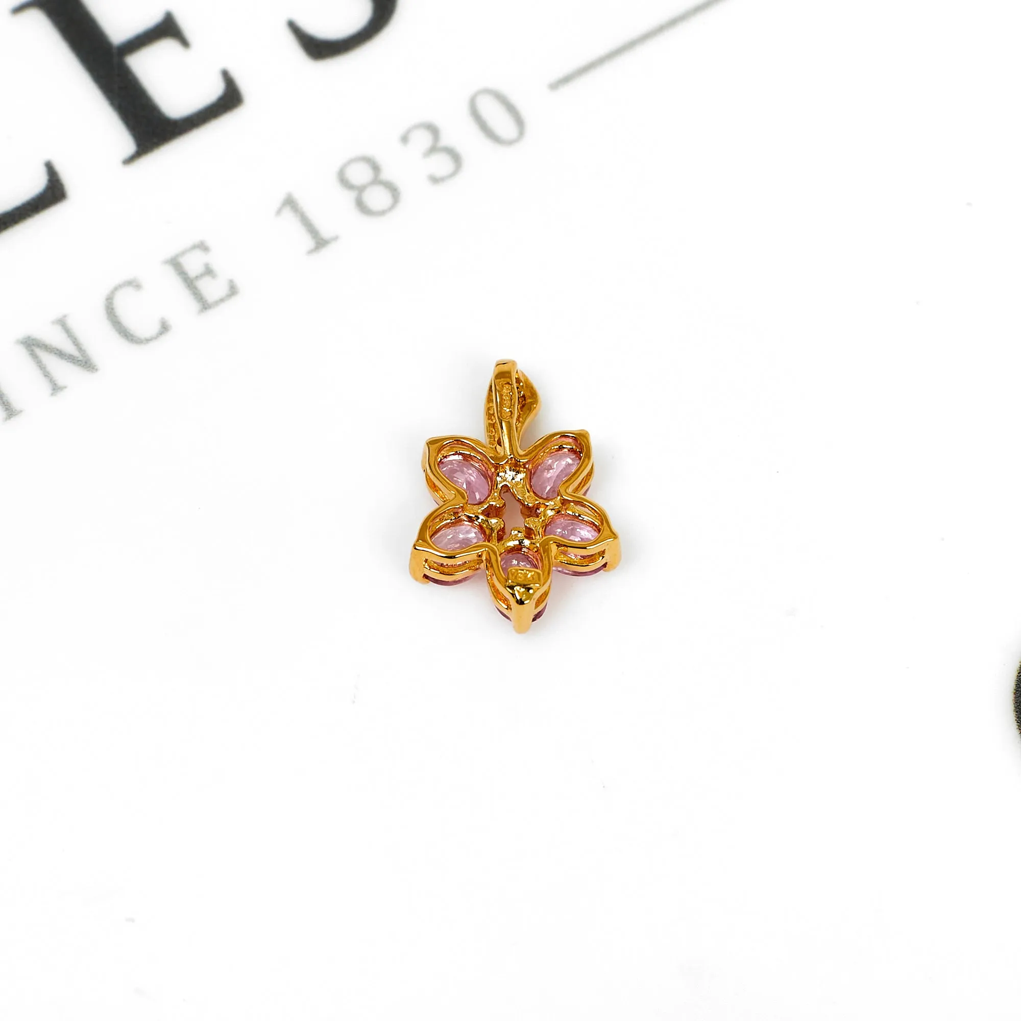 Pre-Owned 18ct Gold Pink Sapphire & Diamond Flower Pendant