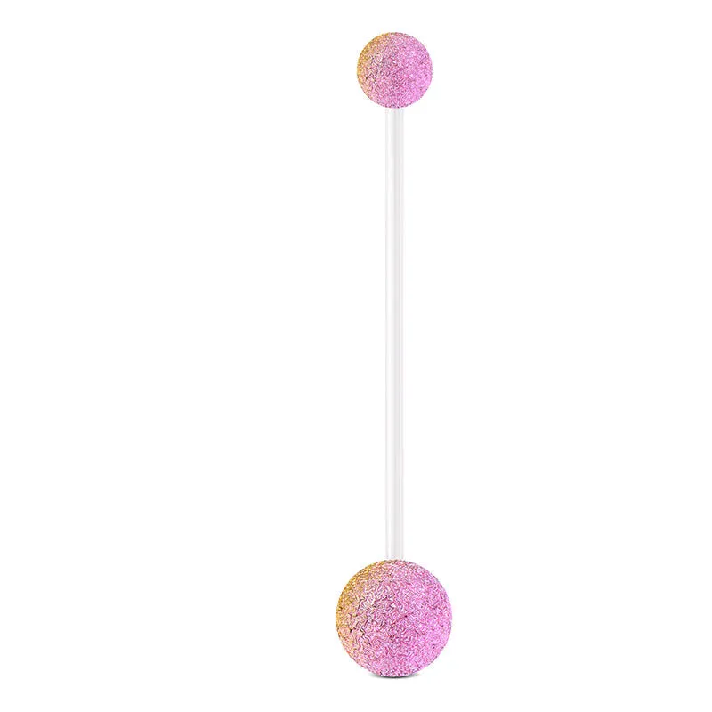 Pregnancy Belly Rings 14G Tinfoil Ball Double Straight Bar 38MM Muti-Color Available