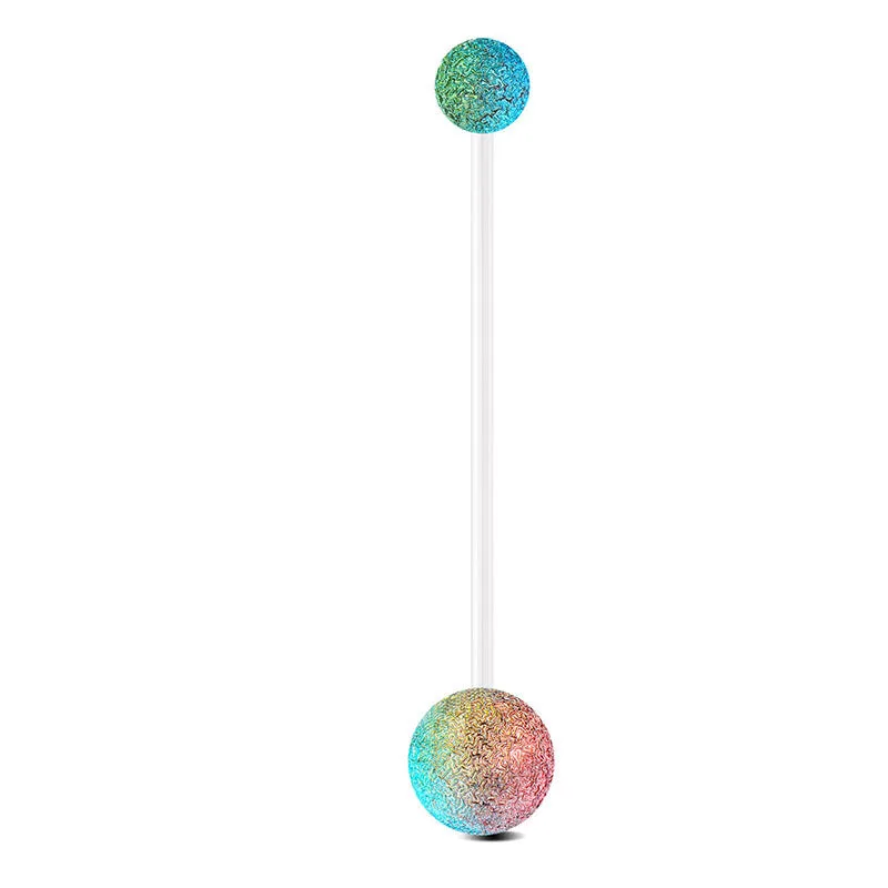 Pregnancy Belly Rings 14G Tinfoil Ball Double Straight Bar 38MM Muti-Color Available