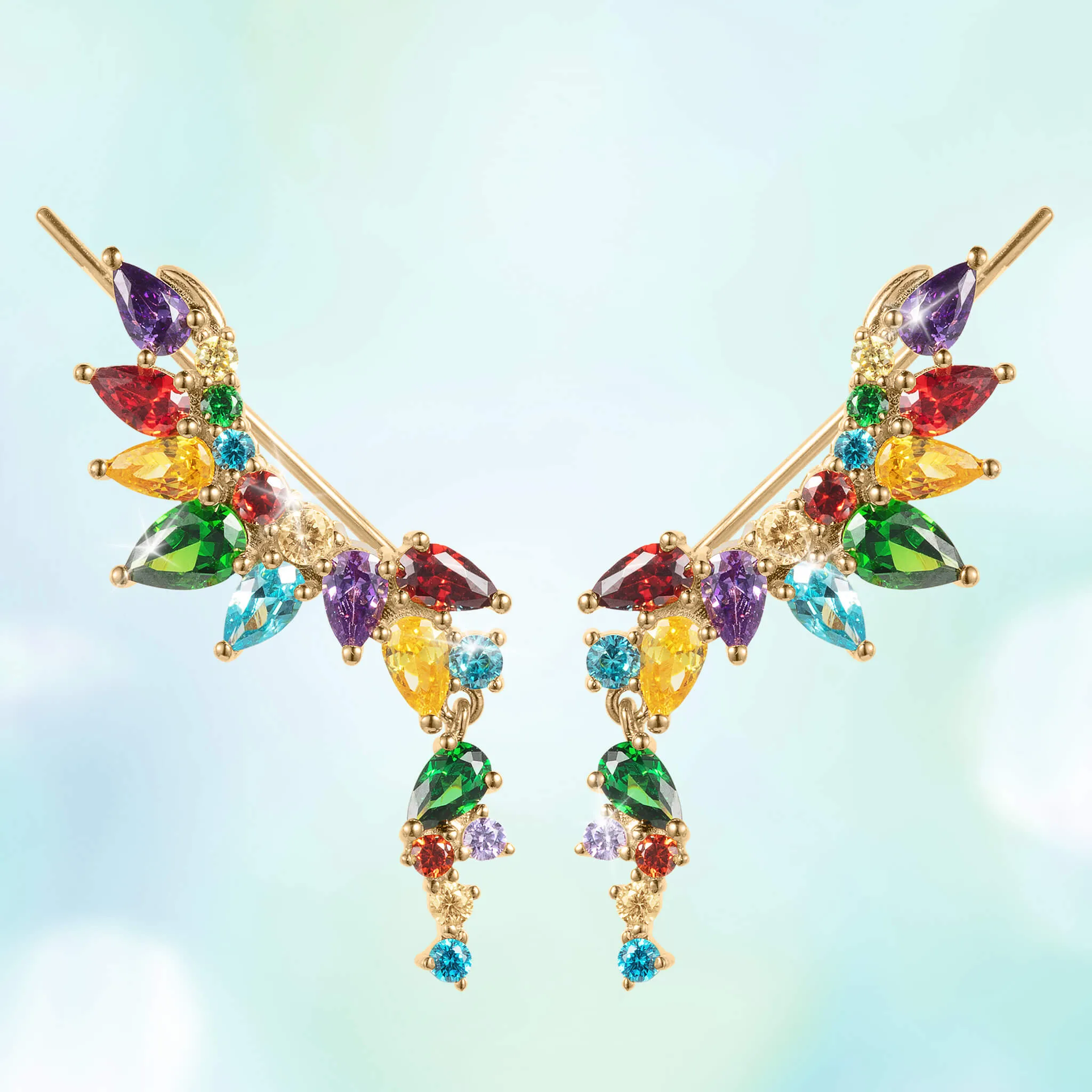Prismatic Cascade Climber Earrings