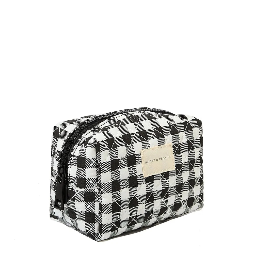 Quilted cosmetic case Black Gingham