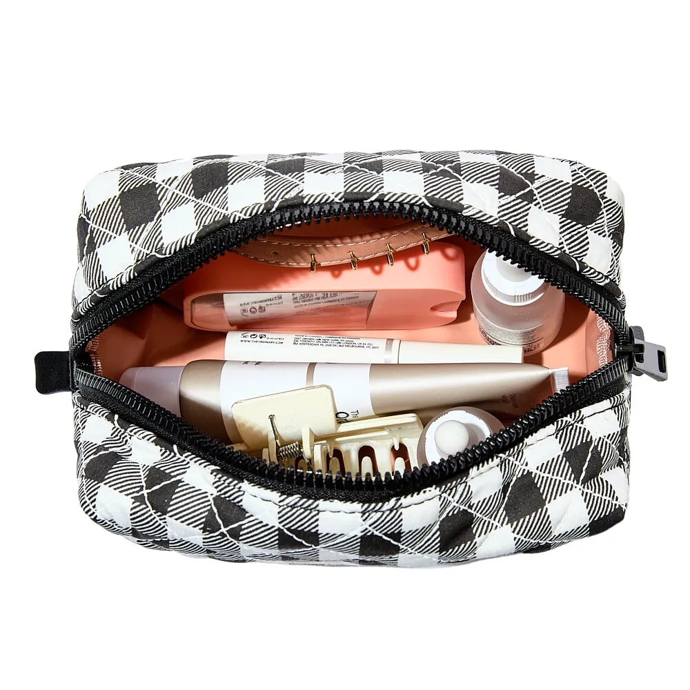 Quilted cosmetic case Black Gingham