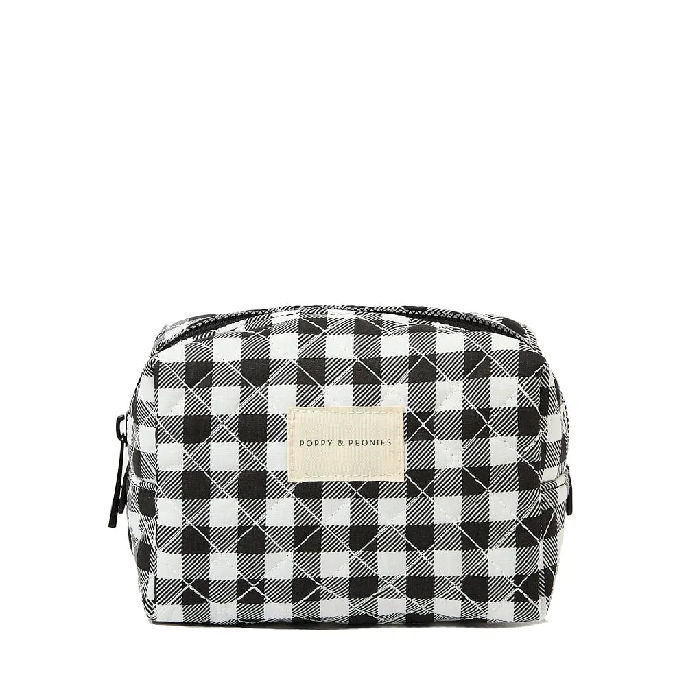 Quilted cosmetic case Black Gingham