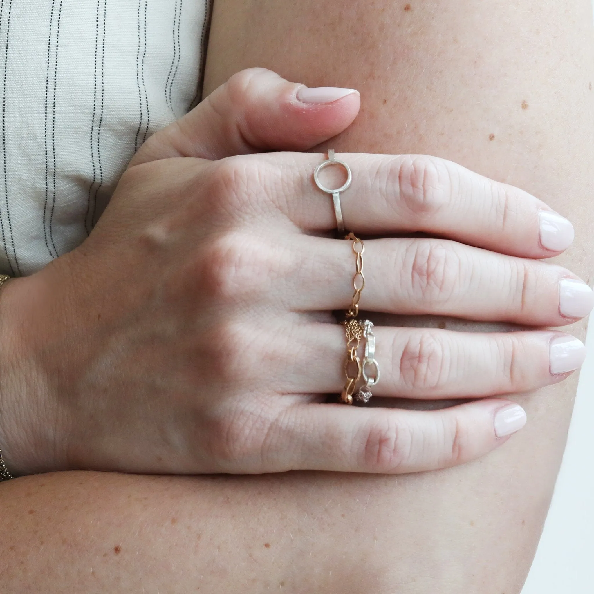 "Dorothy" 14K Gold Handmade Flexible Link Chain Ring