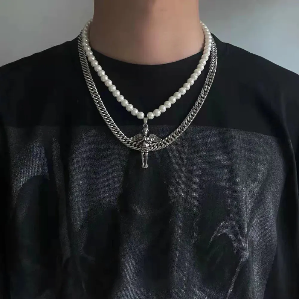 "Street Double Angel Pearl" Necklaces