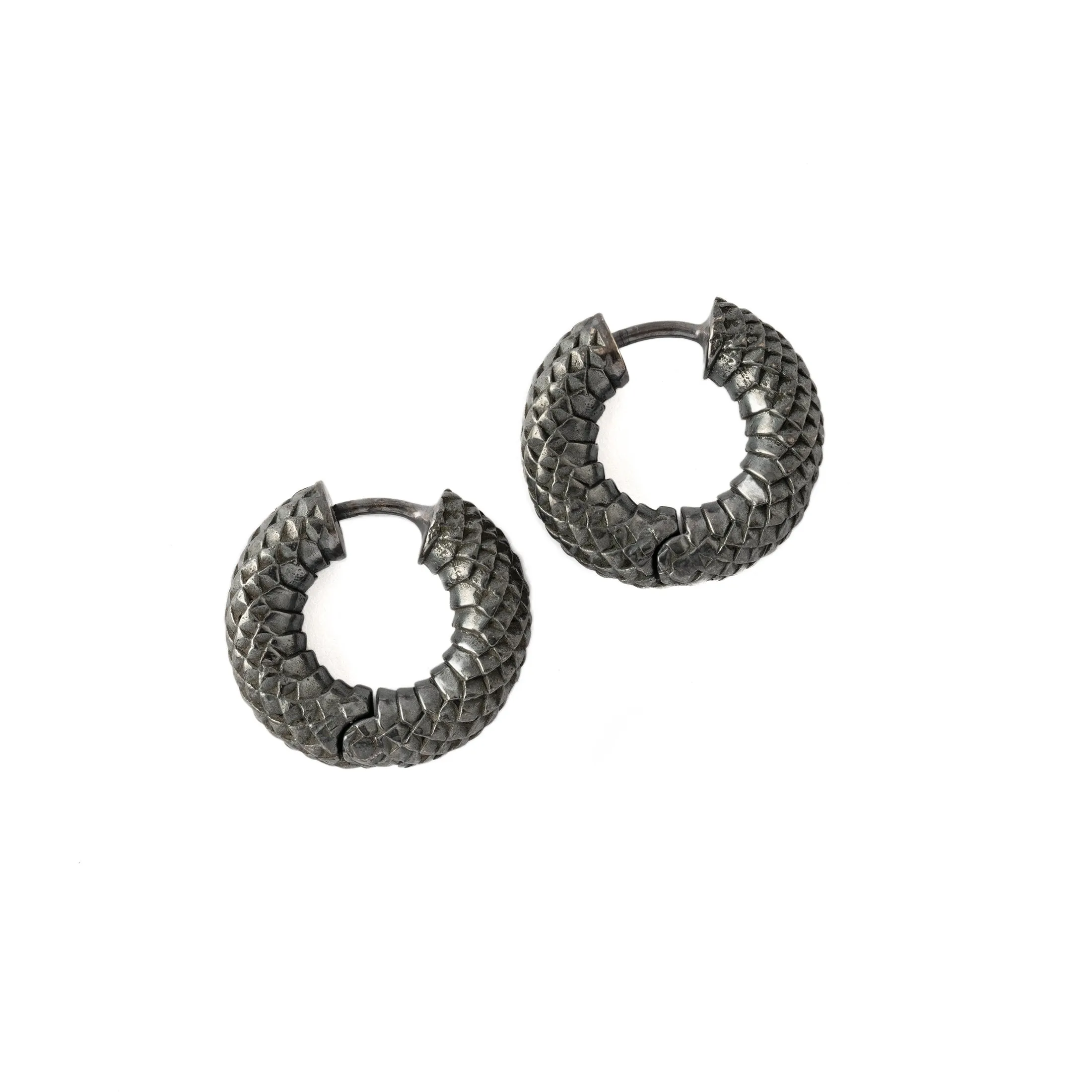 Rebirth Black Silver Clicker Earrings