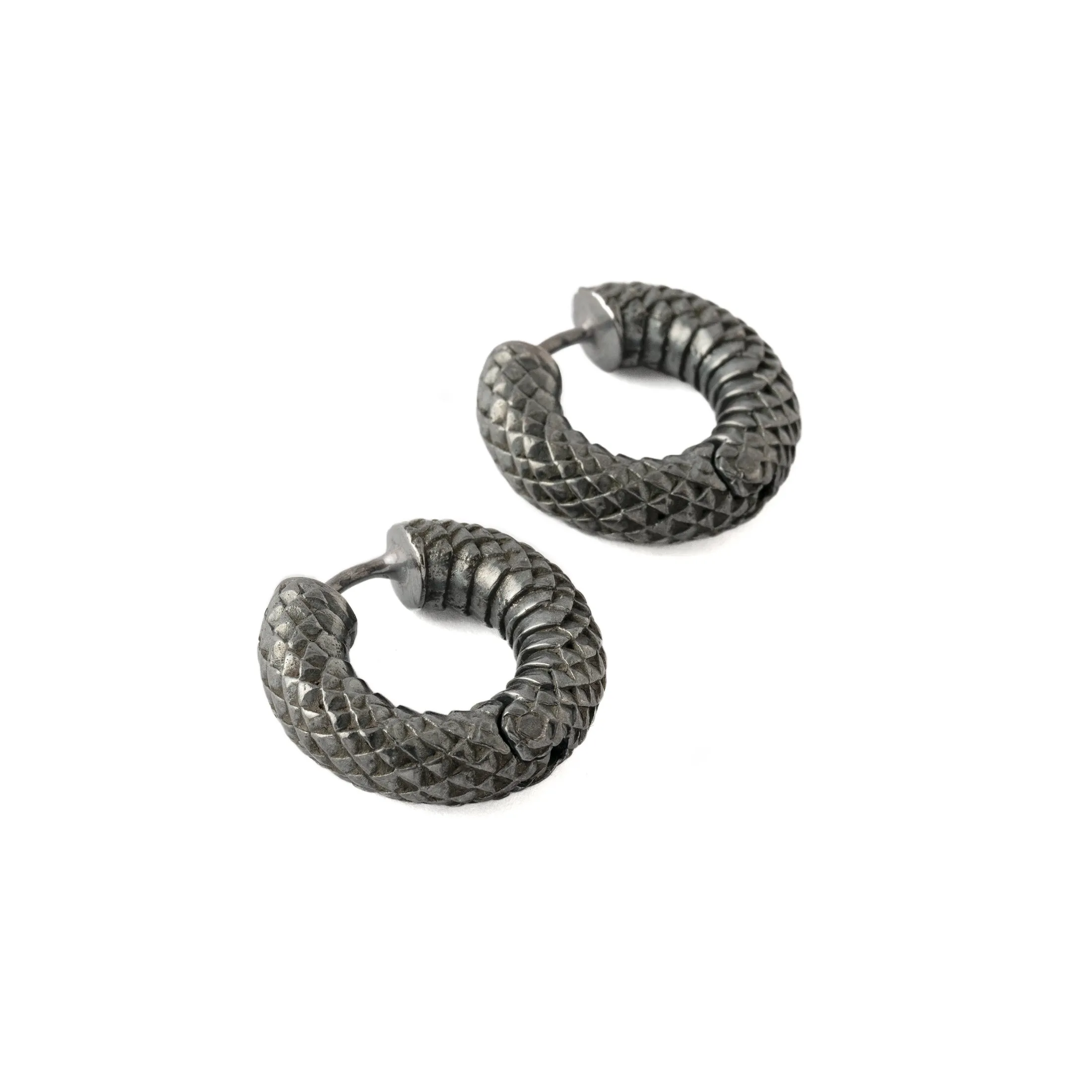 Rebirth Black Silver Clicker Earrings