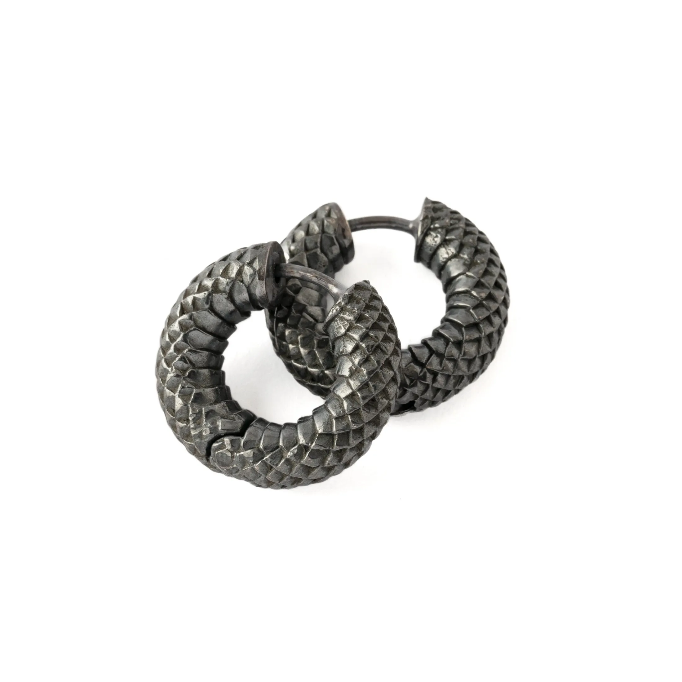 Rebirth Black Silver Clicker Earrings