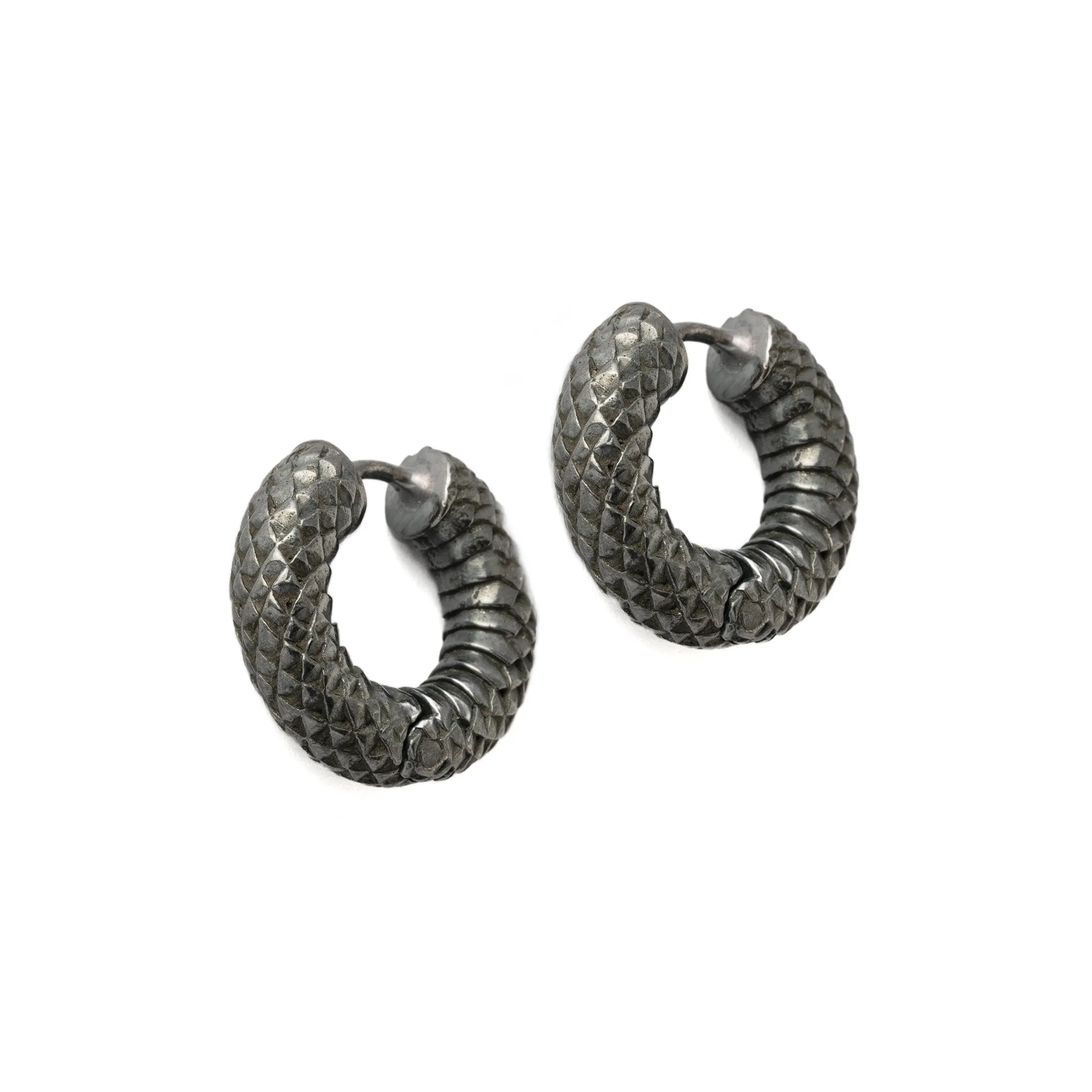 Rebirth Black Silver Clicker Earrings