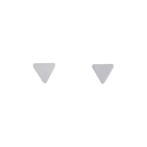 Rhodium Plain Flat Triangle Stud Earrings