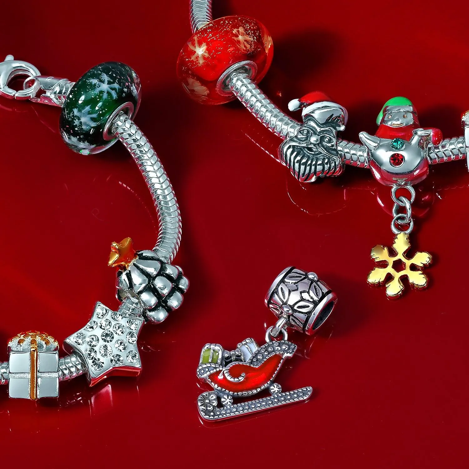 Ribbon Bow Gift Box Charm Bead Sterling Silver for European Bracelet Birthday