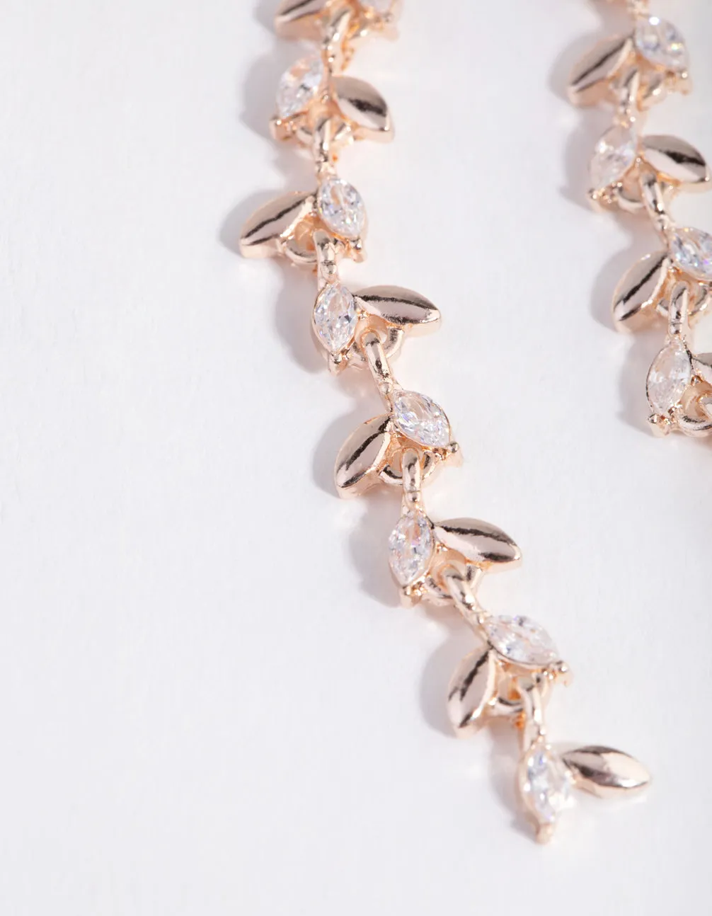 Rose Gold Cubic Zirconia Laurel Drop Earrings