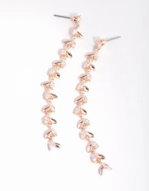 Rose Gold Cubic Zirconia Laurel Drop Earrings