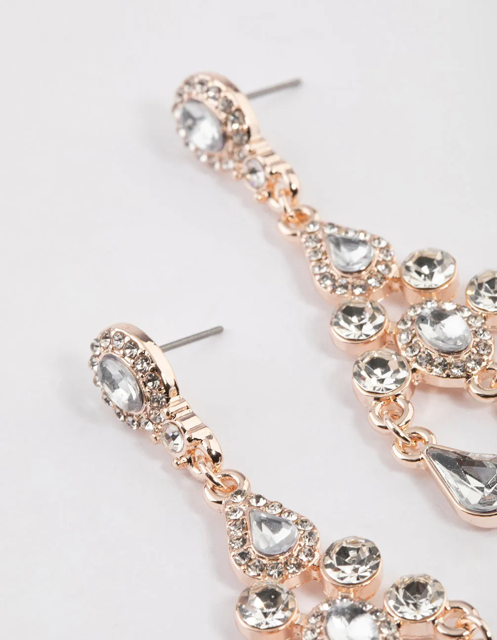 Rose Gold Multi Stone Tassel Drop Earrings