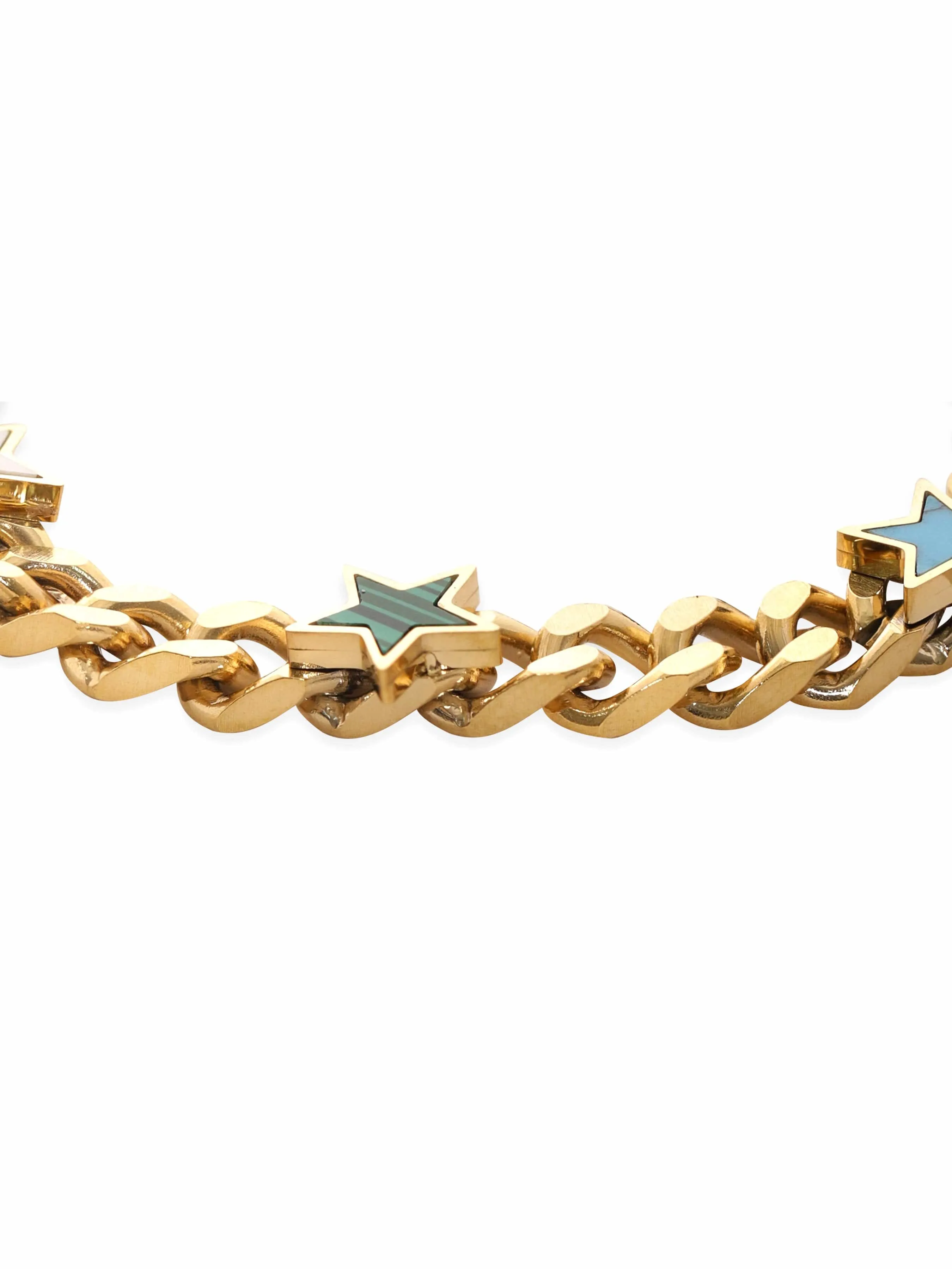 Rubans 18K Gold Plated Stainless Steel Tarnish-Free Waterproof Star Charm Link Bracelet