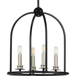 Seneca Collection Four-Light Matte Black Farmhouse Pendant Light