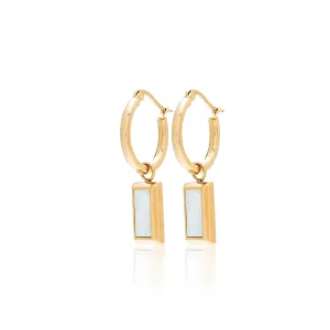 Silk & Steel Soho Hoop Earrings - Gold/Mother of Pearl