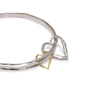Silver and Gold Double Heart Bangle