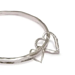 Silver Double Heart Bangle