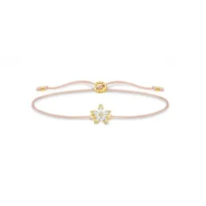 Silver Gold Plated Nylon Zirconia Beige Flower Bracelet LS119-379-19-L20V