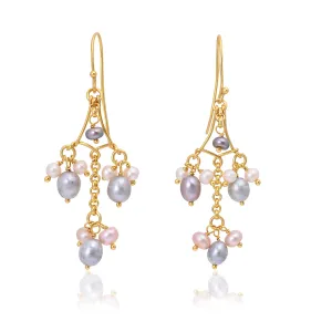 Silver Gold Plated Pearl Earring