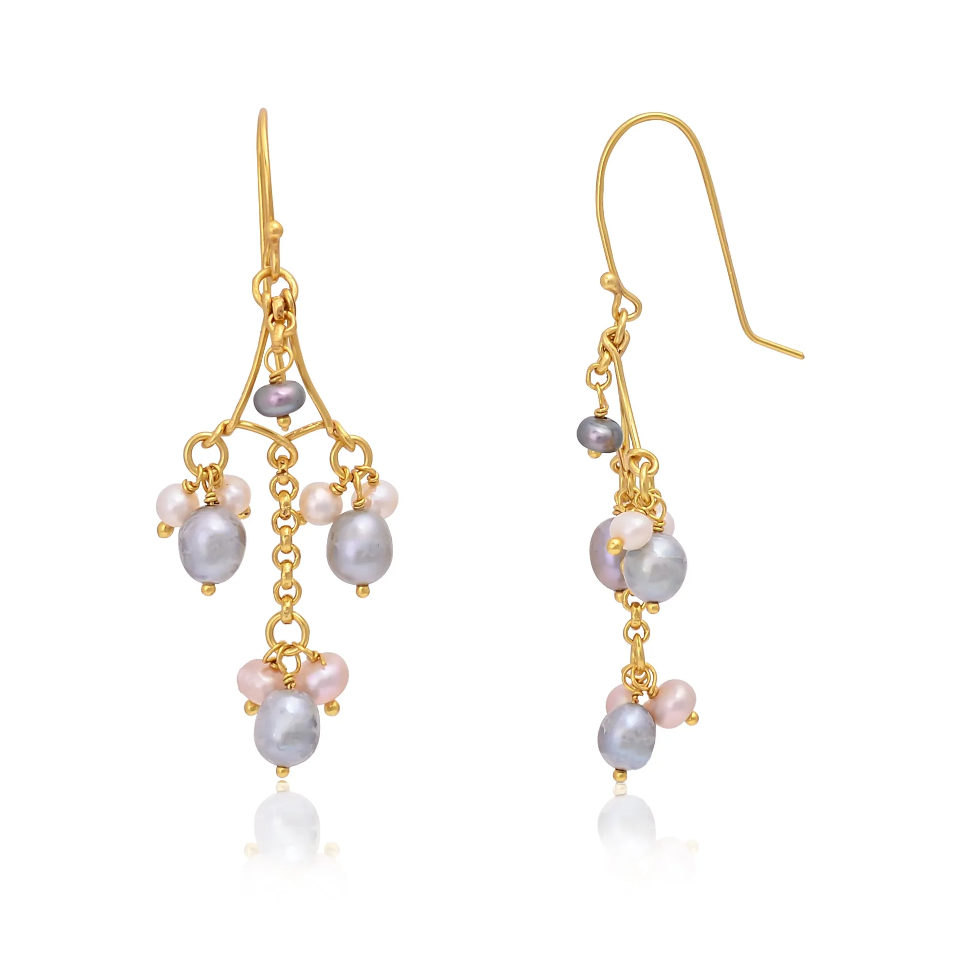 Silver Gold Plated Pearl Earring