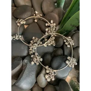 Silver Mini Bells Metal Bangles (Set of 2)