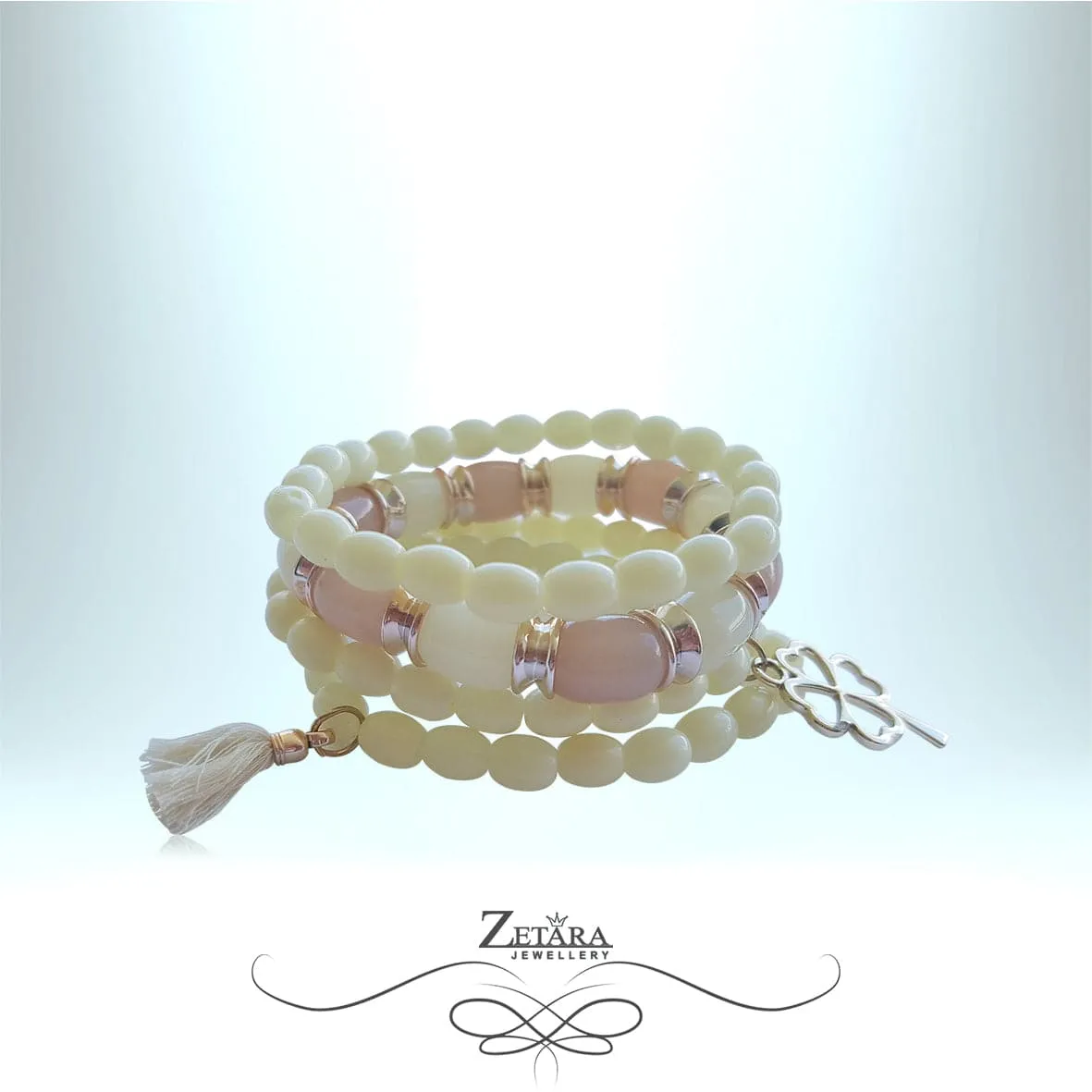 Siobhan Vintage Beaded Bracelet - Cream 2024