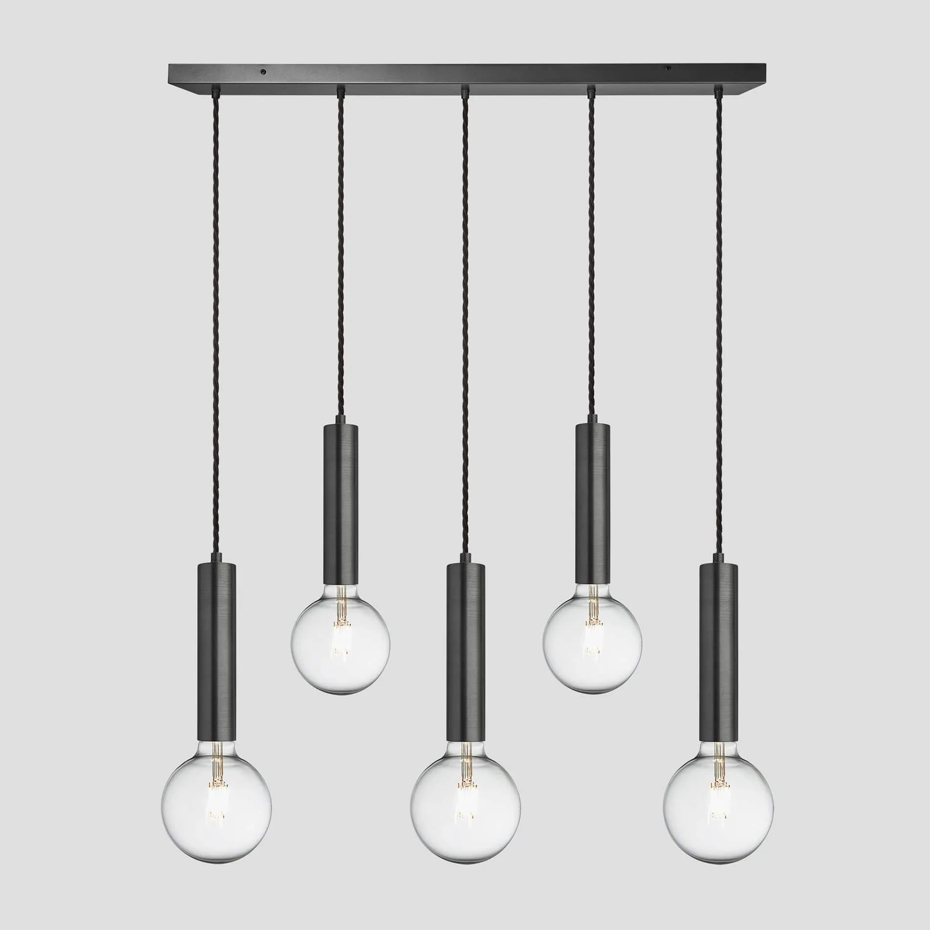 Sleek Cylinder 5 Wire Cluster Lights - Pewter