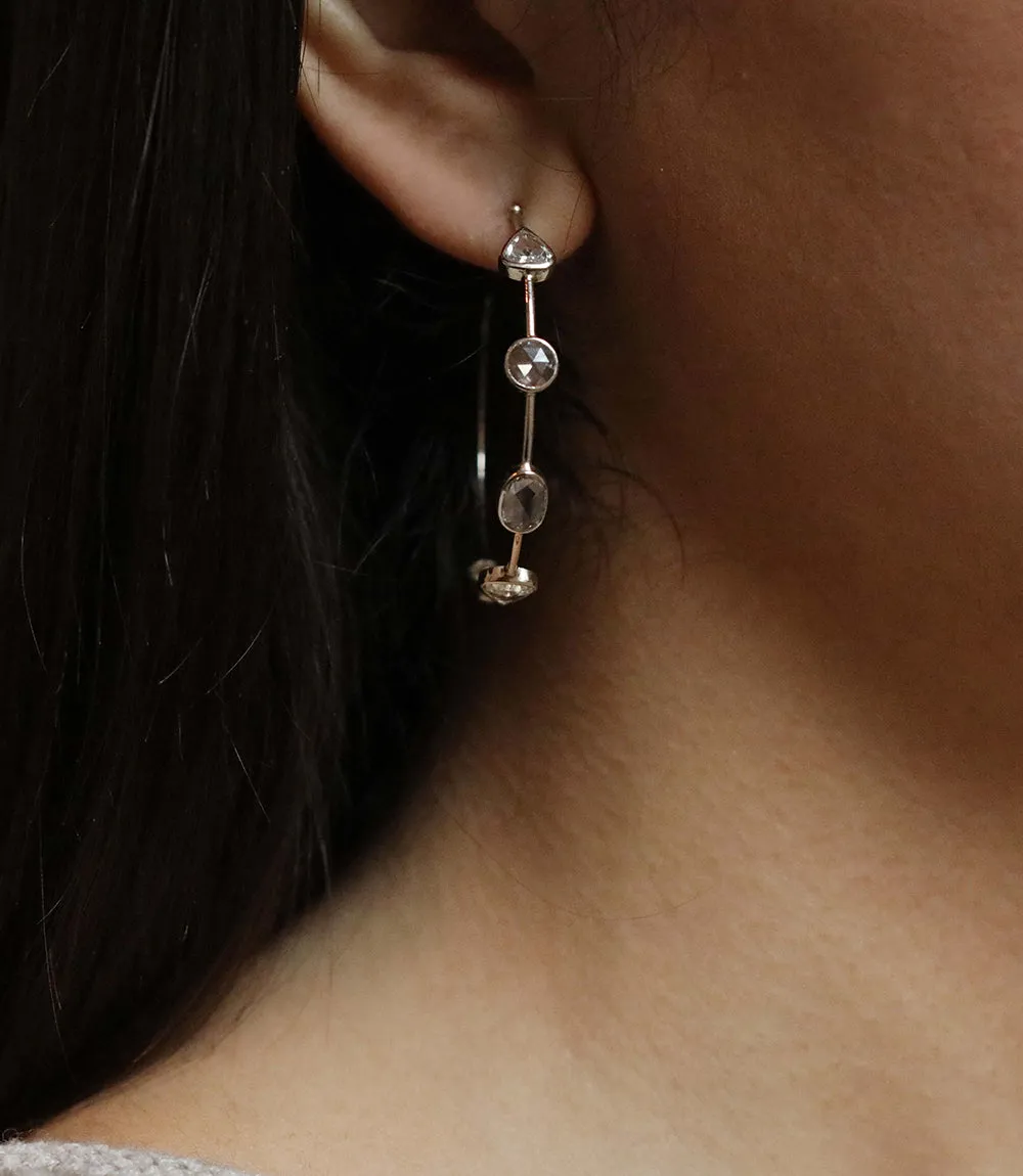 Slim Link Diamond Hoops