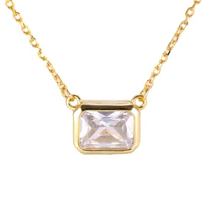 Solitaire Octagon Pendant Necklace- Sterling Silver