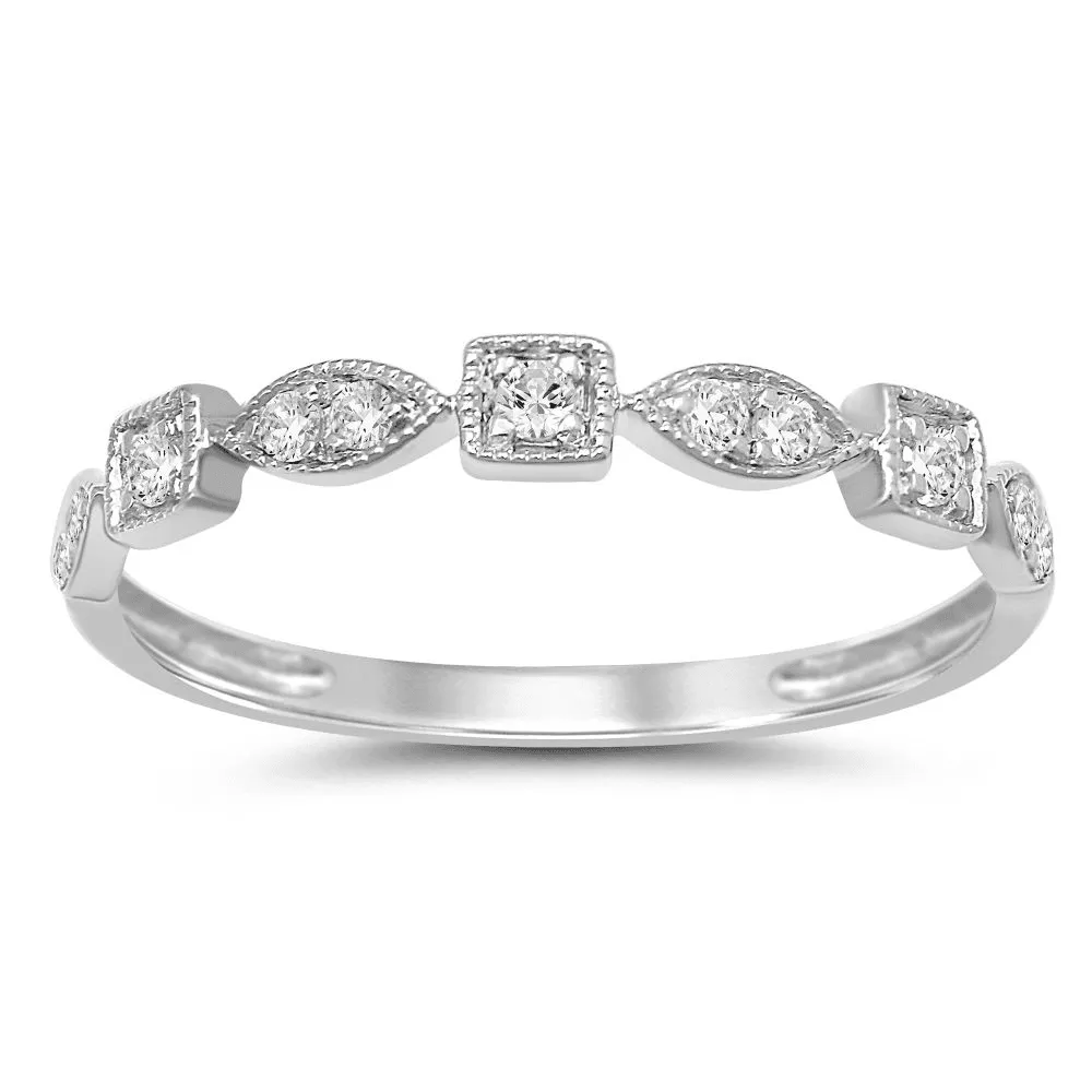 Stackable Ring with 0.15ct of Diamonds in Sterling Silver