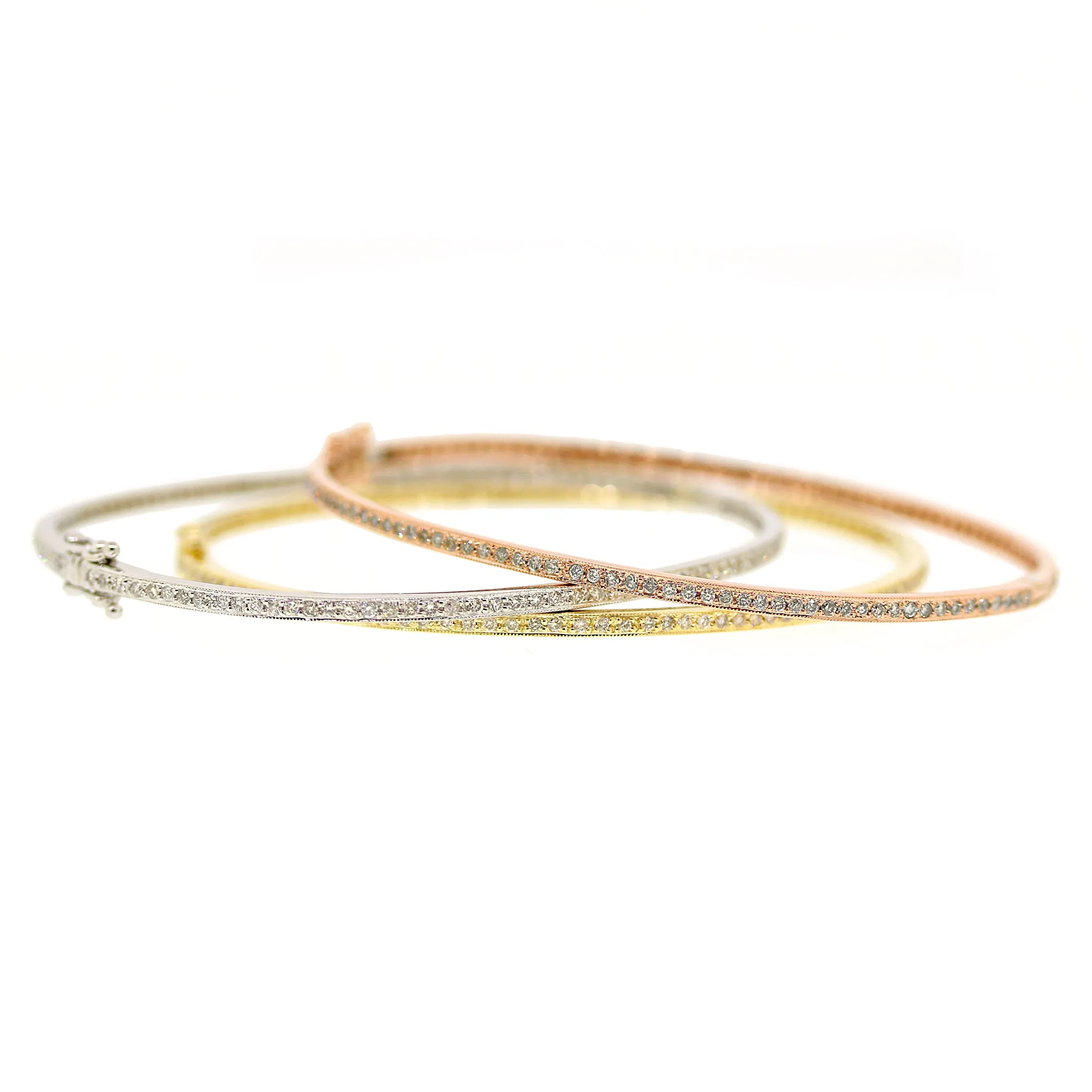 Stackables 14 kt Tri-color Gold Bangles Set of 3