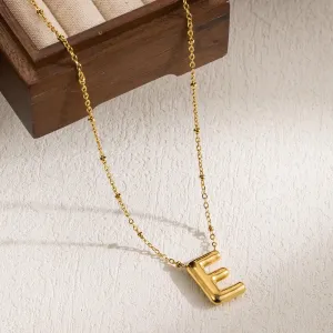 Stainless Steel 18 K Gold IP E initial Pendant Necklace 18 inch with 2inch extender