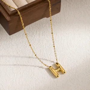 Stainless Steel 18 K Gold IP H initial Pendant Necklace 18 inch with 2inch extender