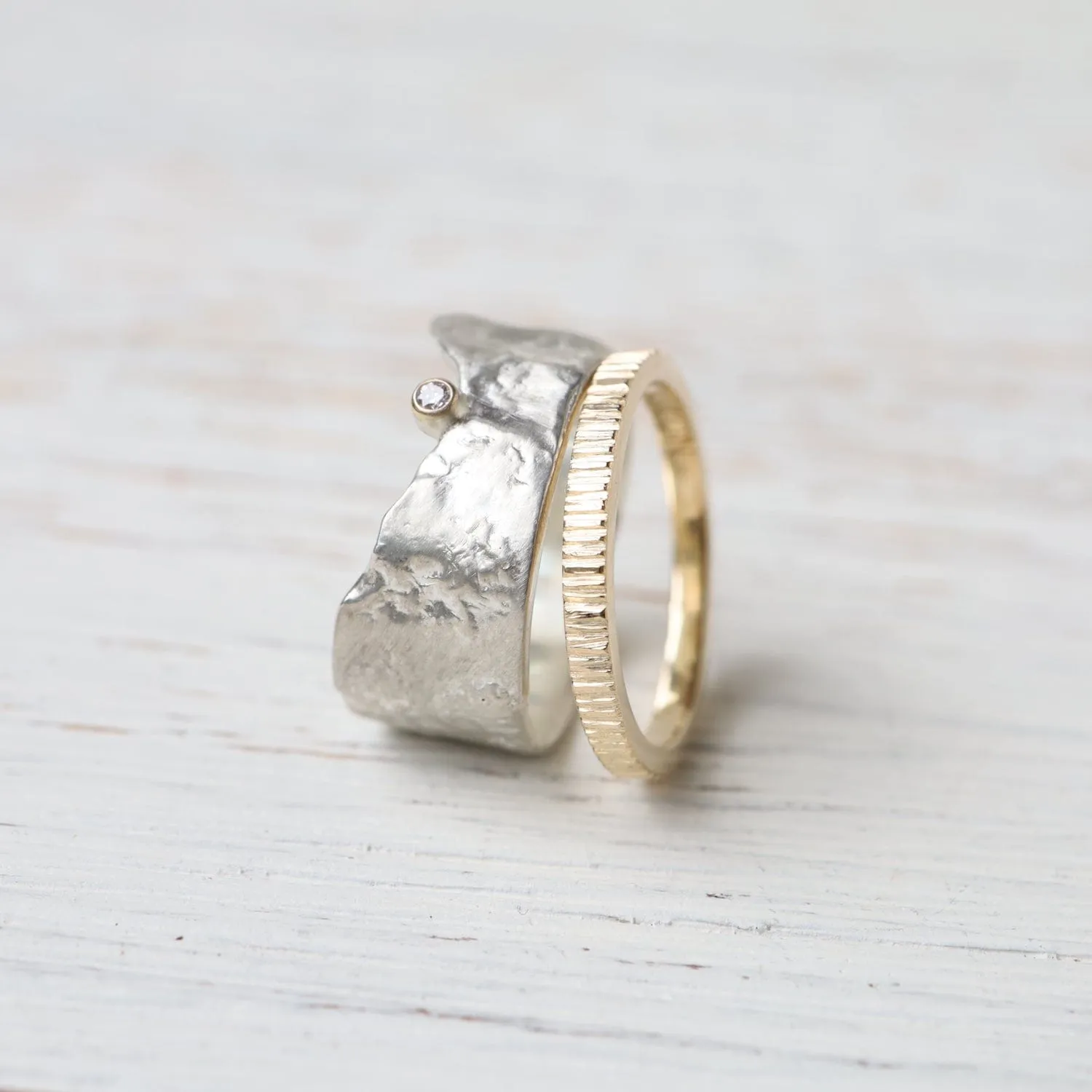 Staxx II Bark Gold Ring