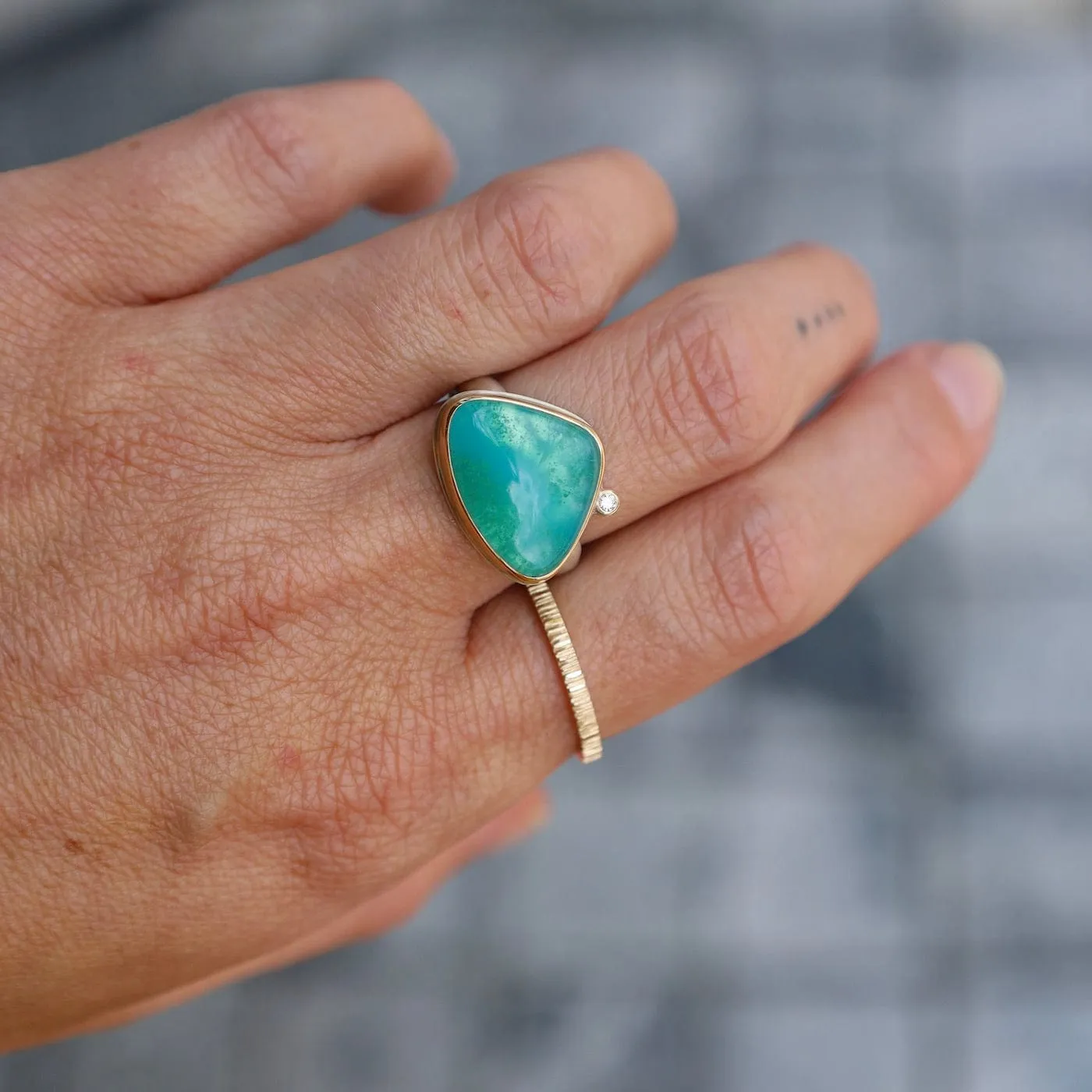 Staxx II Bark Gold Ring