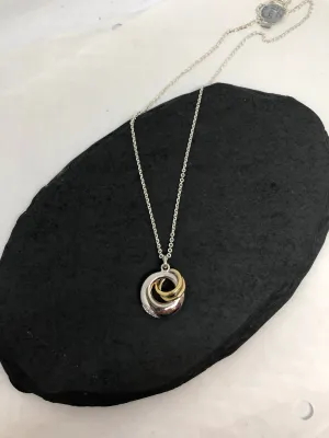 Sterling Silver and Gold plated pendant necklace with cubic zirconia