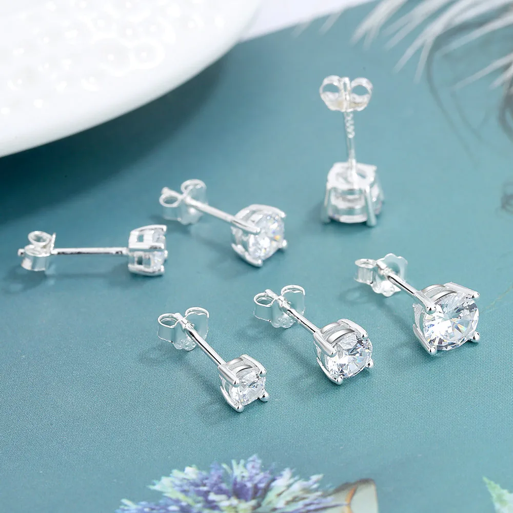 Sterling Silver crystal Stud set of 3 with crystals from Swarovski (4mm/5mm/6mm)